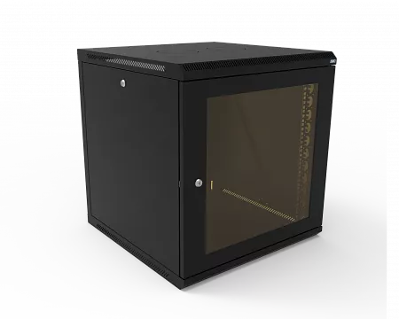 Шкаф телекоммуникационный настенный разборный МИКсистем 19" Keys 12U 600x600 дверь стекло черный