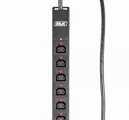 Блок розеток вертикальный базовый МИКсистем MIK-2G-0U-16A-400-36-C13(LE)-6-C19(LE)-IEC309-16-3-N-B