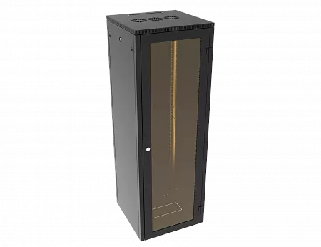 Шкаф телекоммуникационный напольный МИКсистем 19" серия ECO-L 24U 600*600 дверь стекло черный