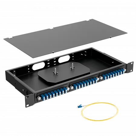 Кросс оптический стоечный LANMIR укомплектованный 8 розеток 2LC/UPC 16 портов SM 9/125 OS2 1U черный